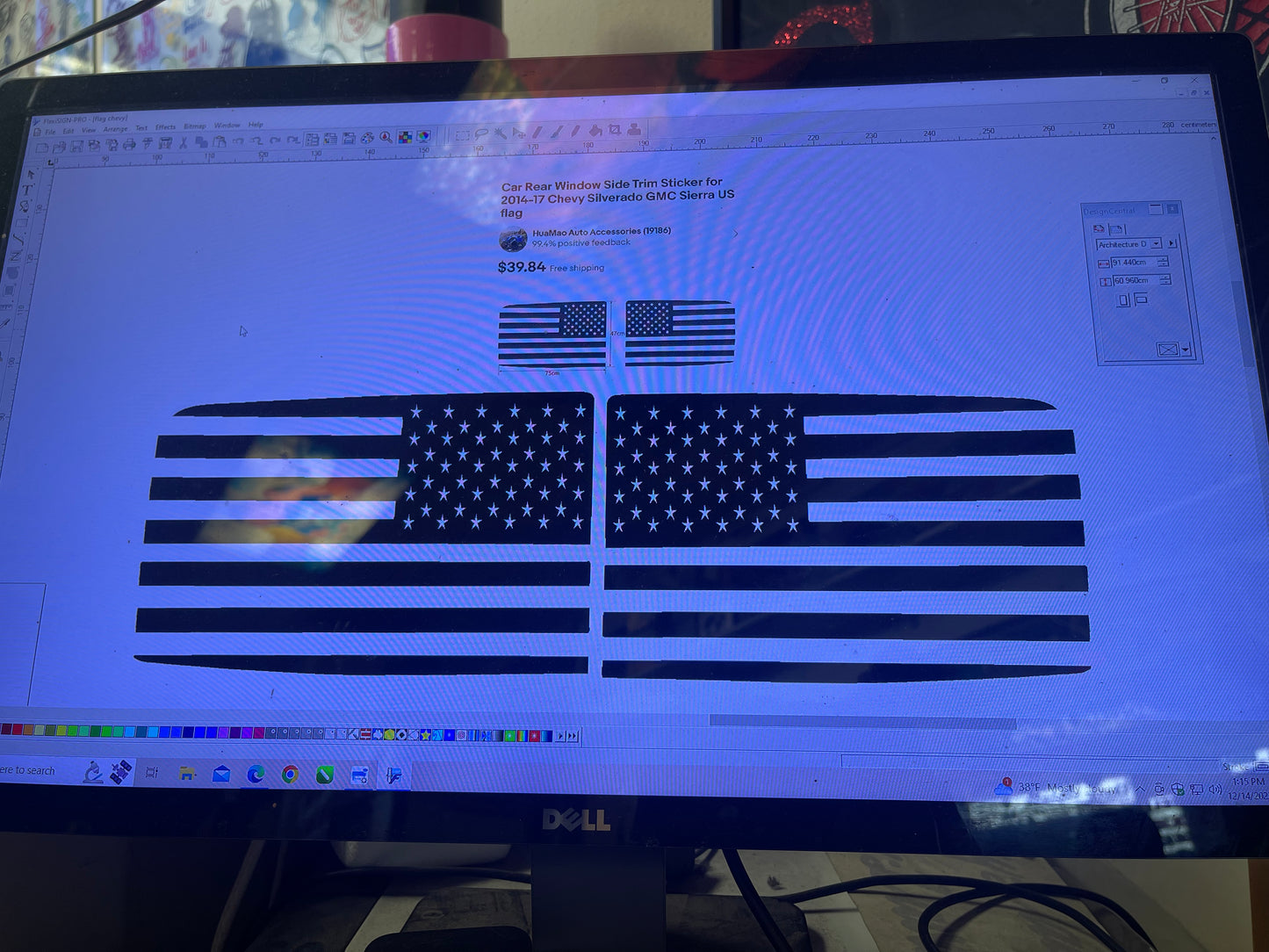 Car Rear Window Side Trim Sticker for 2014-17 Chevy Silverado GMC Sierra US flag