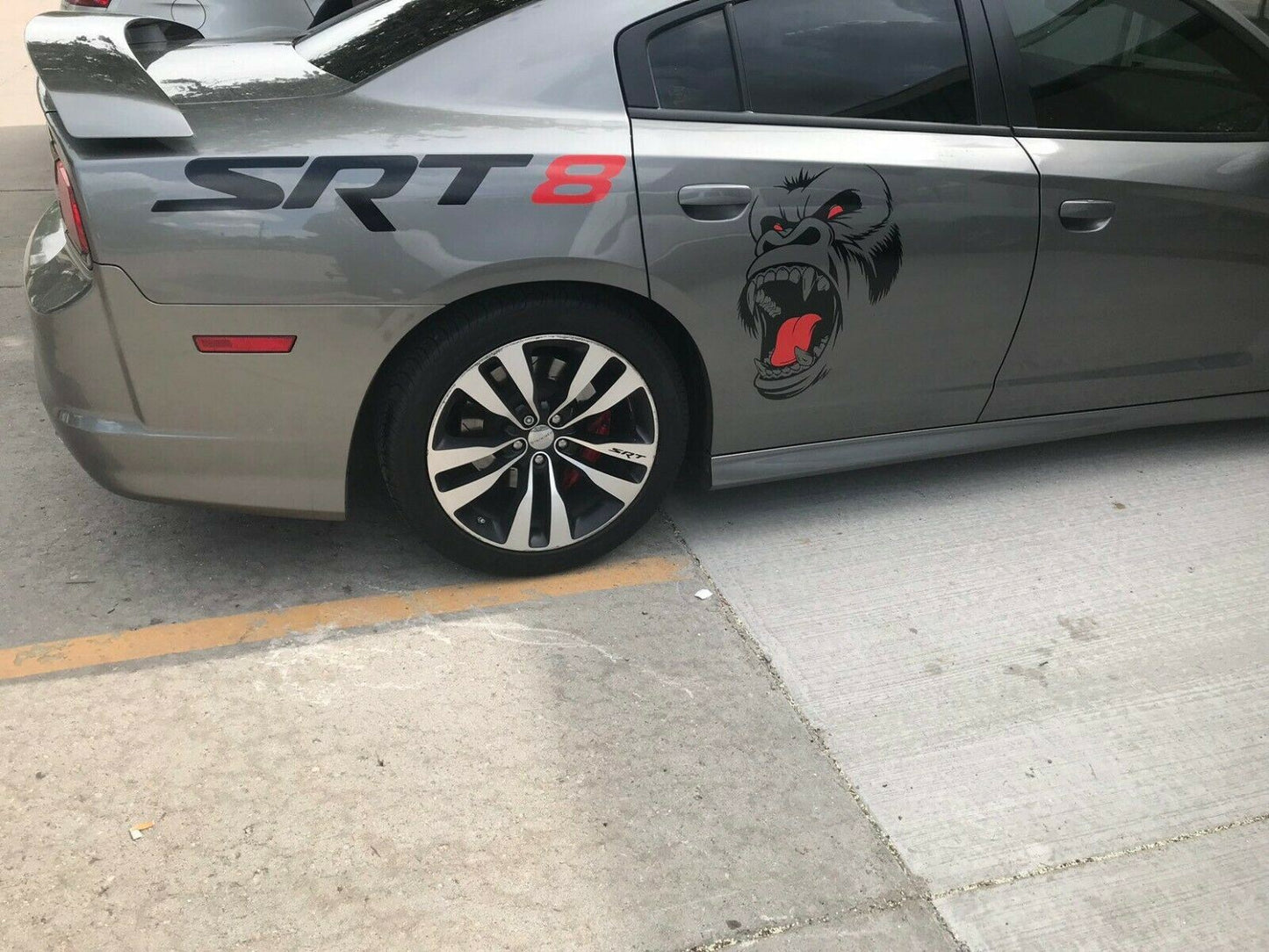 Gorilla Face w/red eye Decal for 2015-2020 Dodge Challenger Charger Hellcat SRT