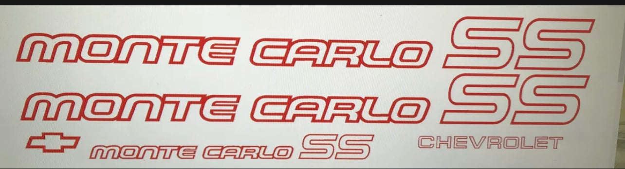 MONTE CARLO SS Style 85-86 Custom Vinyl Decal Set *2 Styles *17 Colors to Choose