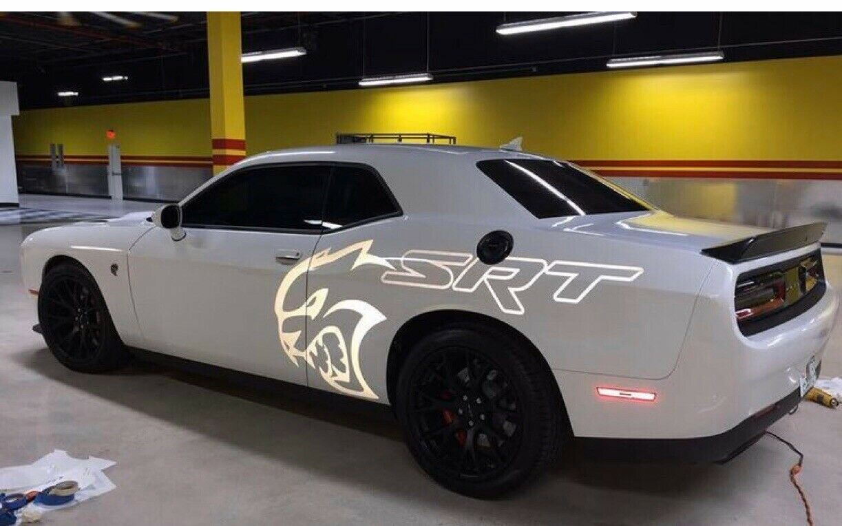 Hellcat Lettering SRT Vinyl Decal Kit for Dodge Challenger Charger Hellcat Side Fender D ...