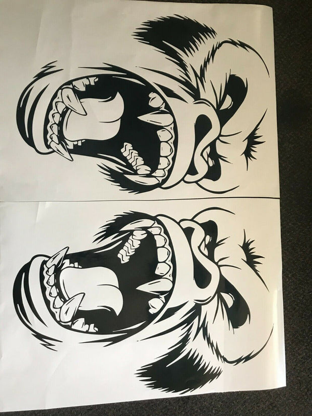 Gorilla Face w/red eye Decal for 2015-2020 Dodge Challenger Charger Hellcat SRT