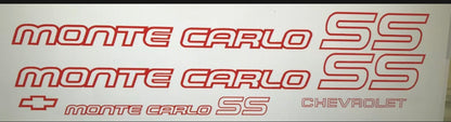 MONTE CARLO SS Style 85-86 Custom Vinyl Decal Set *2 Styles *17 Colors to Choose