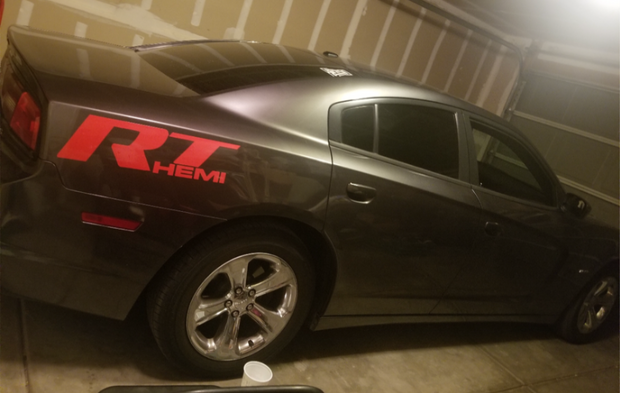 MATTE BLACK Decal Graphics Vinyl RT HEMI MOPAR R/T FOR CHARGER (VARIOUS COLORS)